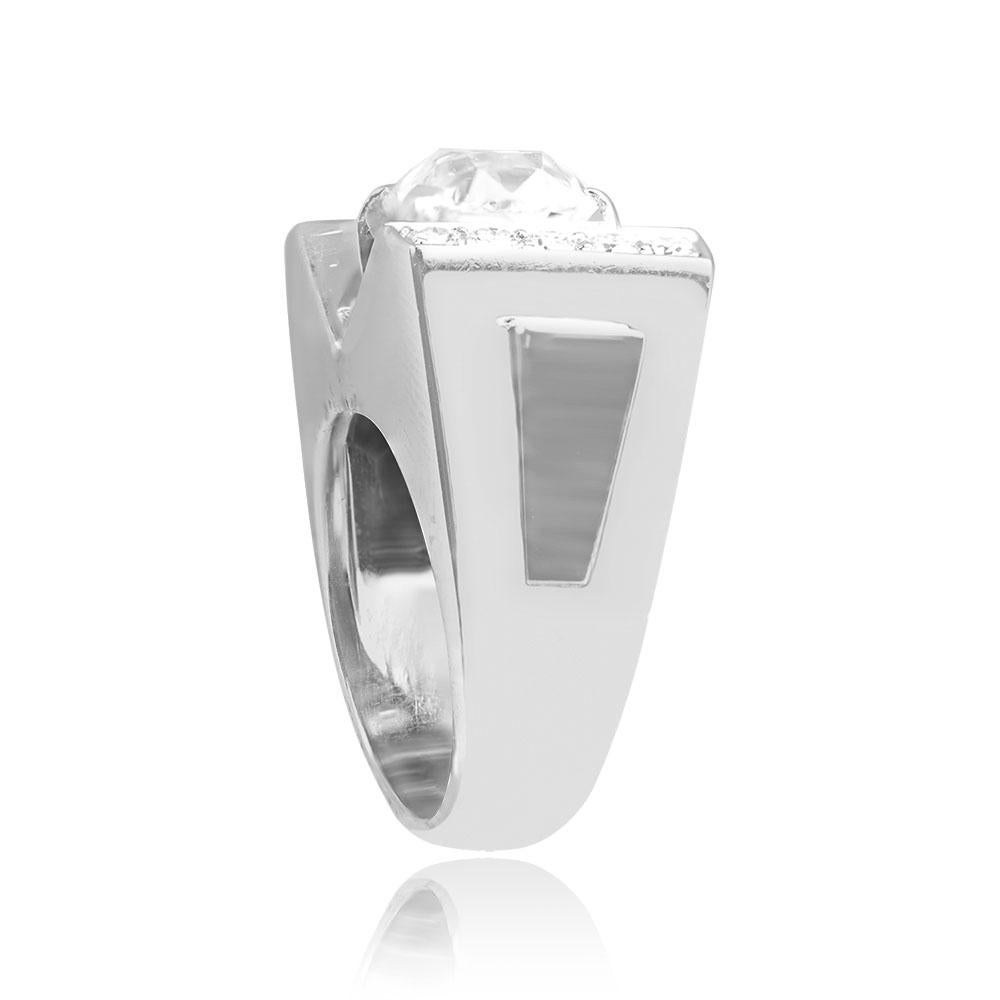 Retro Vintage Mauboussin GIA 3.05ct Diamond Engagement Ring, Platinum, Circa 1945 For Sale