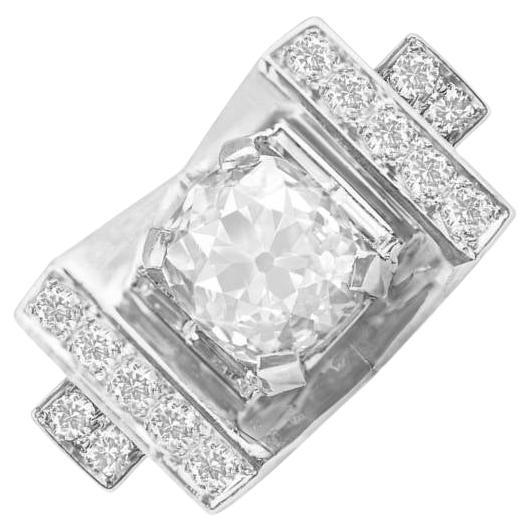 Vintage Mauboussin GIA 3.05ct Diamond Engagement Ring, Platinum, Circa 1945 For Sale