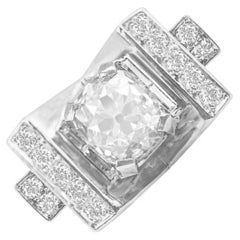 Vintage Mauboussin Verlobungsring, Platin, GIA 3,05 Karat Diamant, Vintage, um 1945