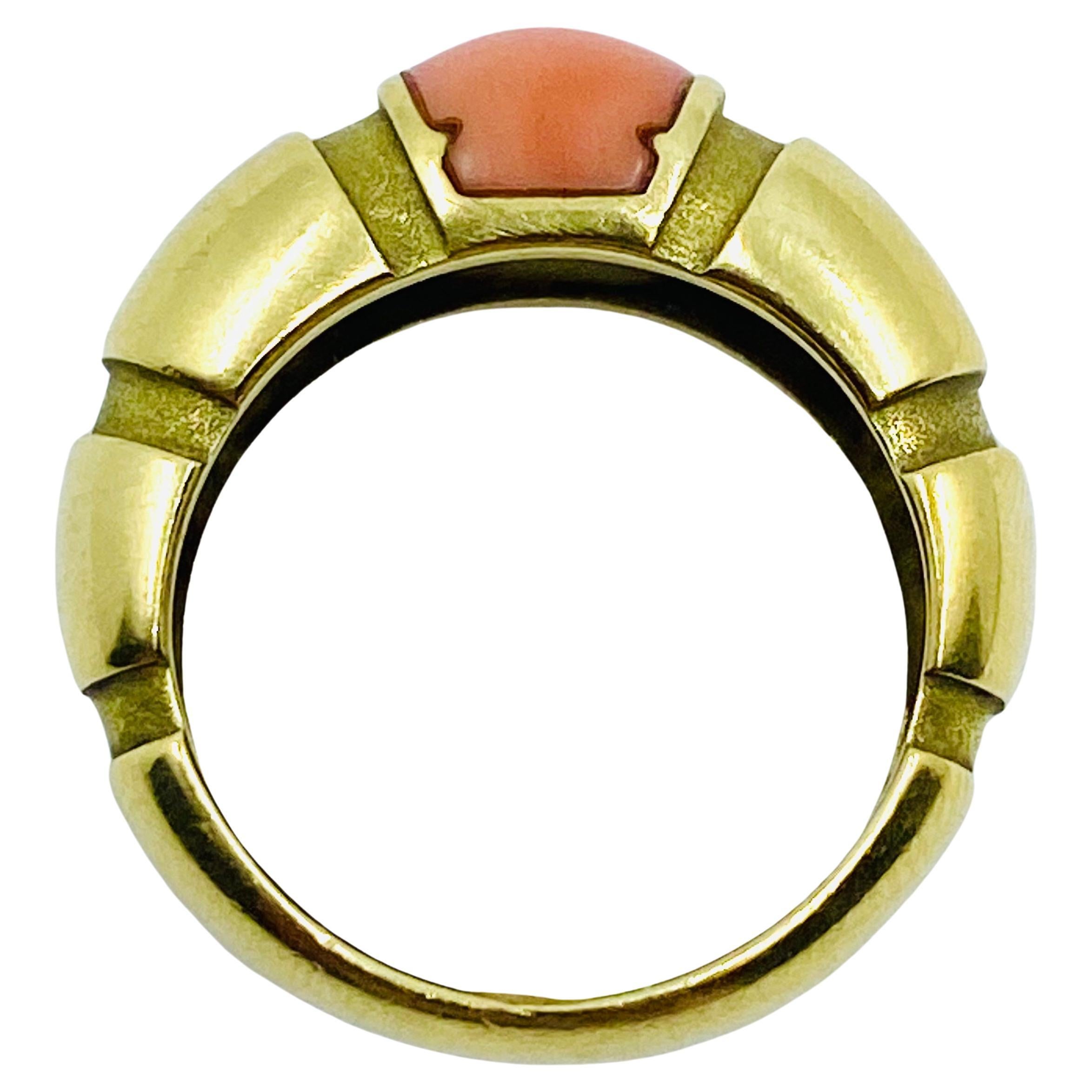 Vintage Mauboussin Gold Coral Ring For Sale 1