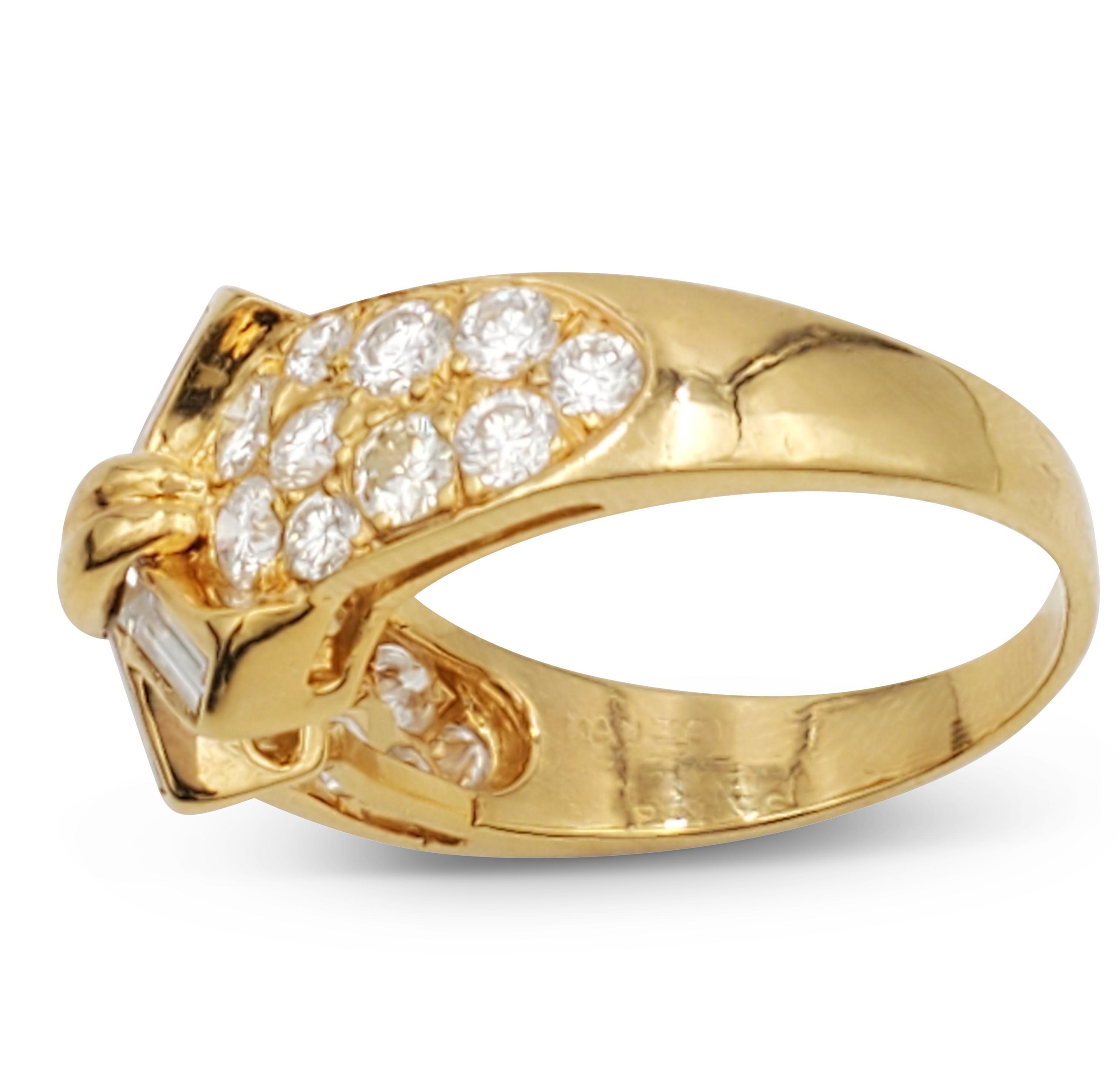 Vintage Mauboussin Gold Diamond Ring In Excellent Condition In New York, NY