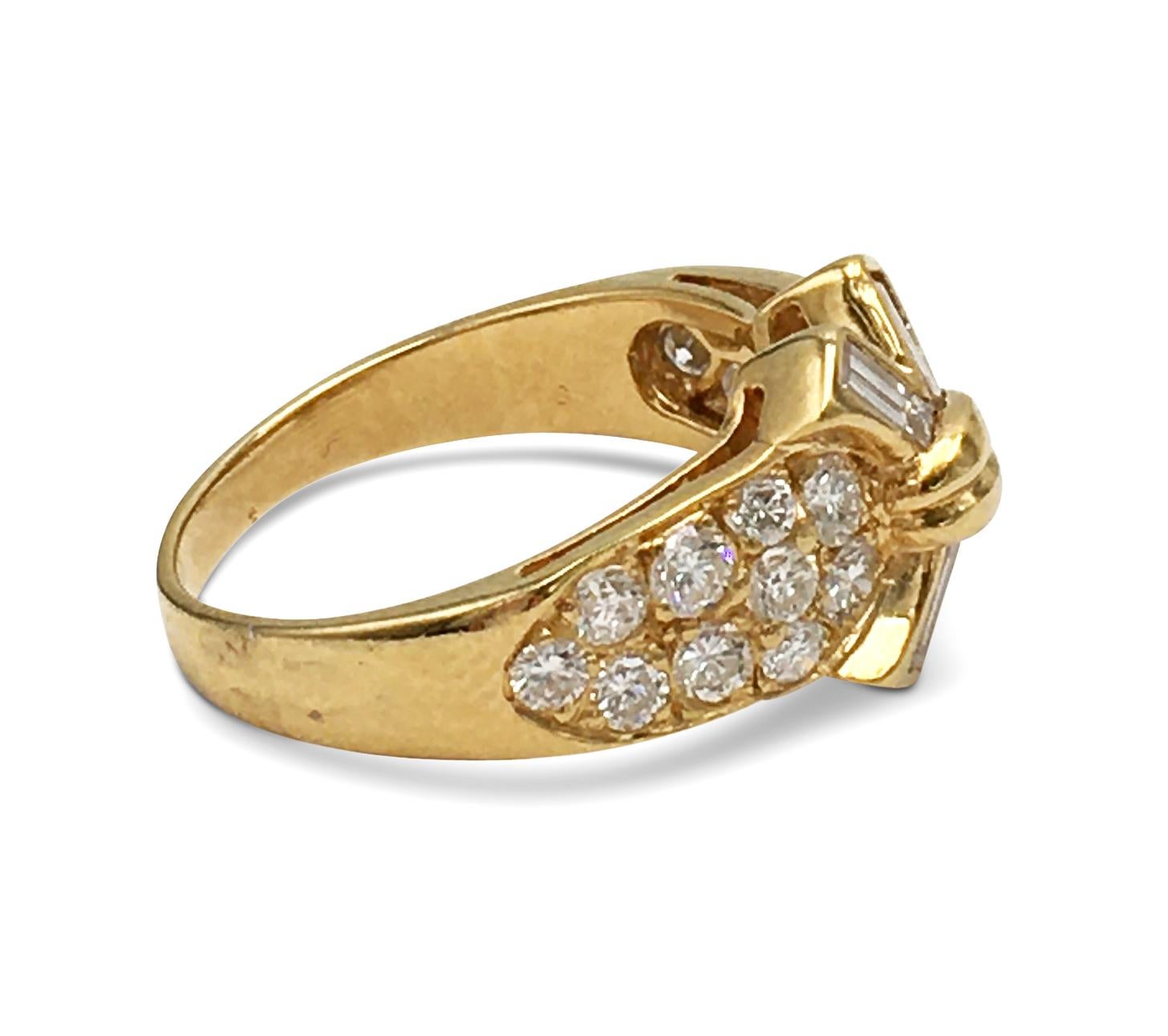 Round Cut Vintage Mauboussin Gold Diamond Ring