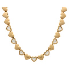 Retro Mauboussin Mother of Pearl Heart Necklace Set in 18k Yellow Gold