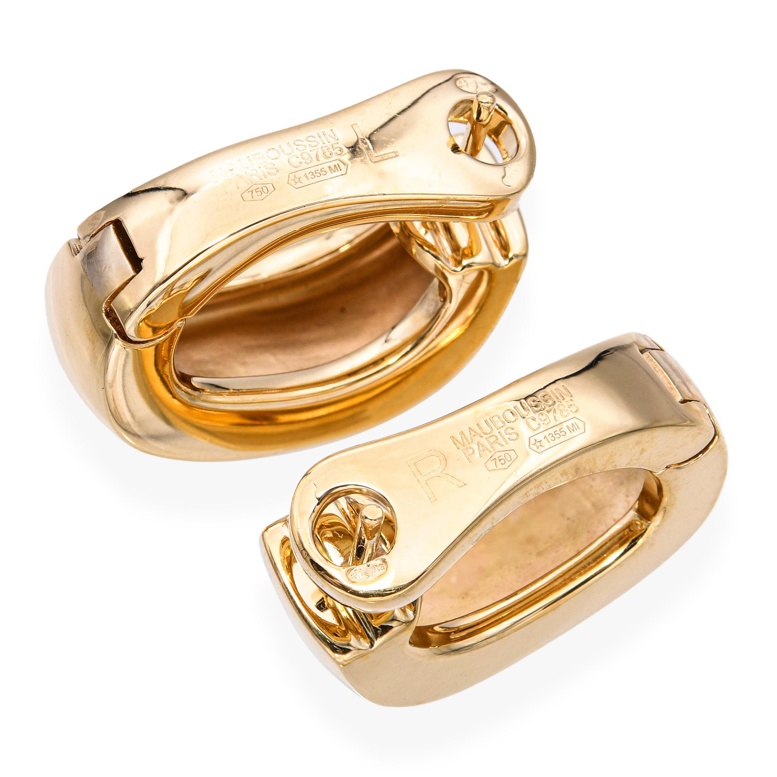 Orecchini a cerchio d'epoca in oro giallo Mauboussin Paris 18k In condizioni buone in vendita a New York, NY