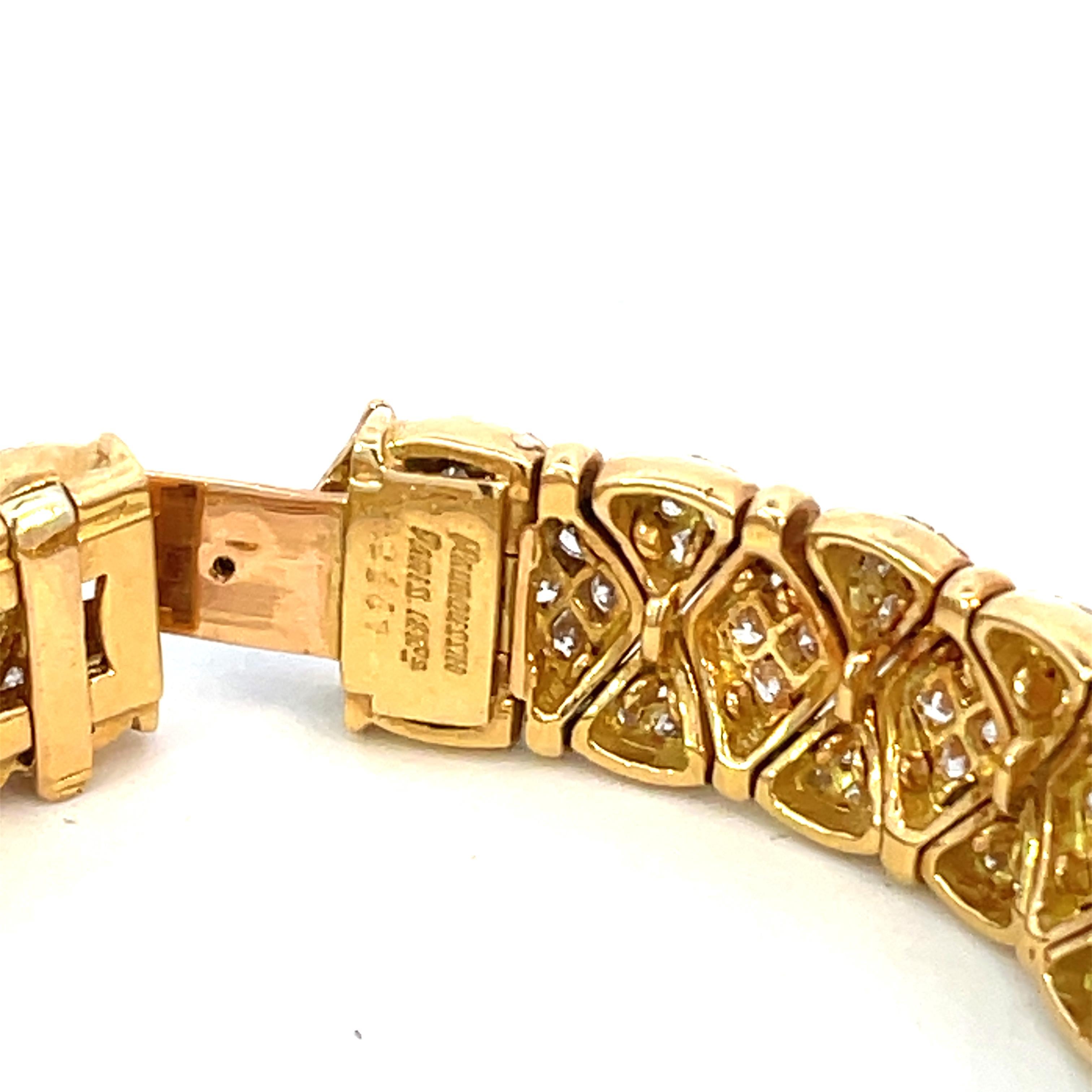Women's or Men's Vintage Mauboussin Paris 18kt Yellow Gold  and  9.00 ct Diamonds Bracelet For Sale