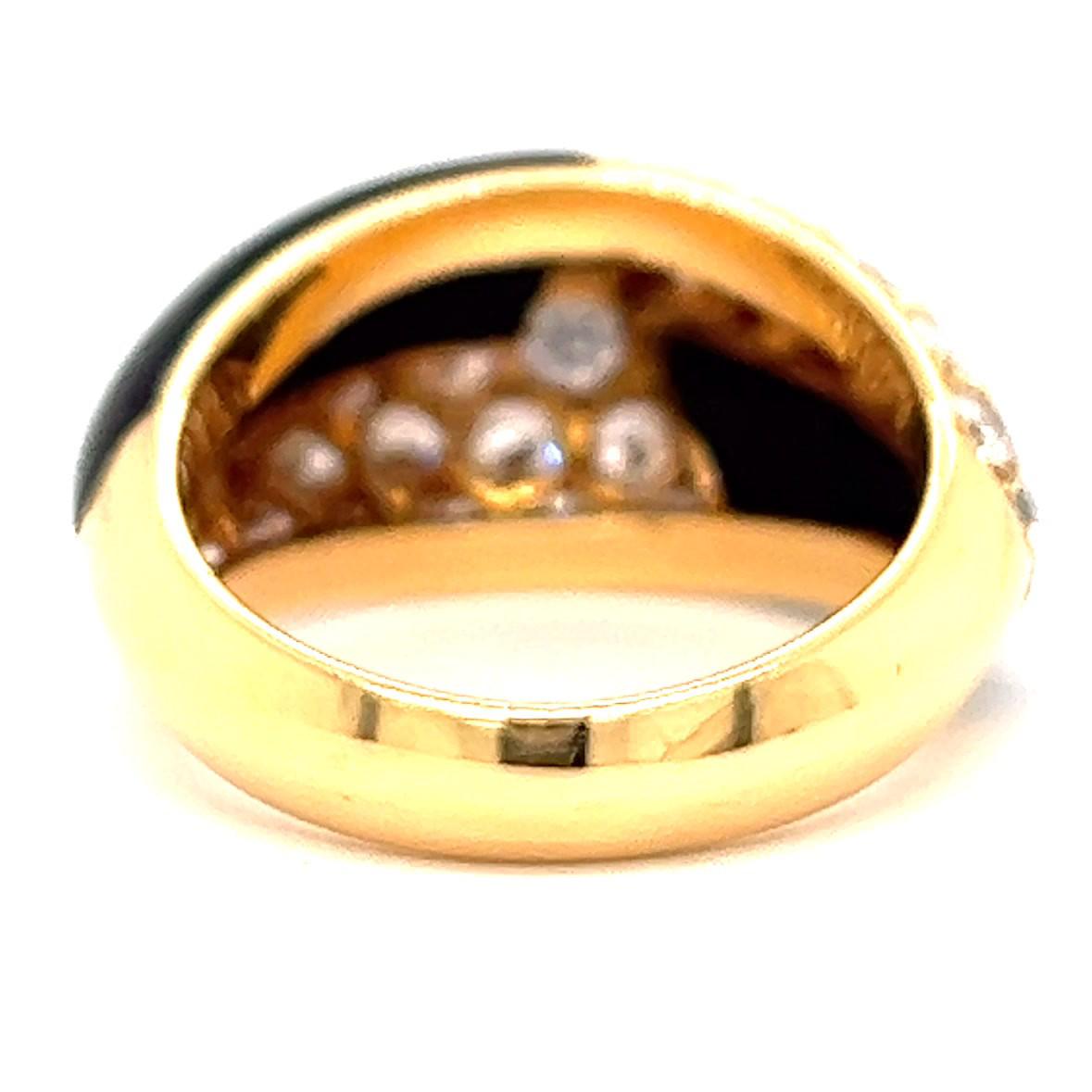 Vintage Mauboussin Paris 2.90 Carat Brilliant Cut Diamonds Onyx 18K Gold Ring 1
