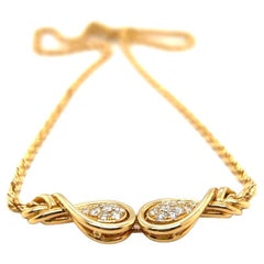 Vintage Mauboussin Paris Diamond 18 Karat Yellow Gold Teardrop Necklace