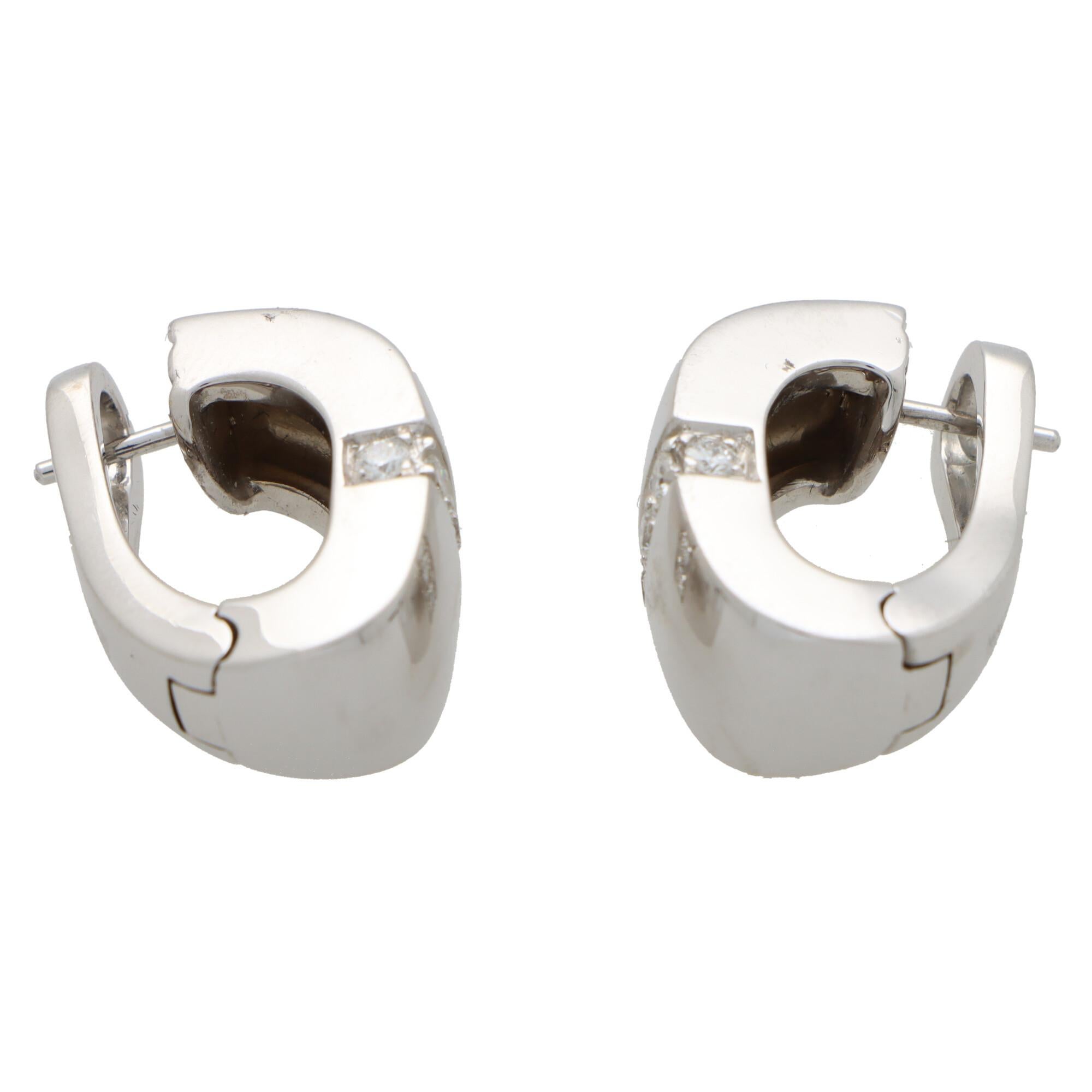 Modern Vintage Mauboussin Paris Diamond Chunky Huggie Hoop Earrings in White Gold