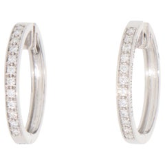 Vintage Mauboussin Paris Diamond Hoop Earrings in White Gold