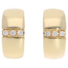 Vintage Mauboussin Paris Diamond Hoop Earrings in Yellow Gold