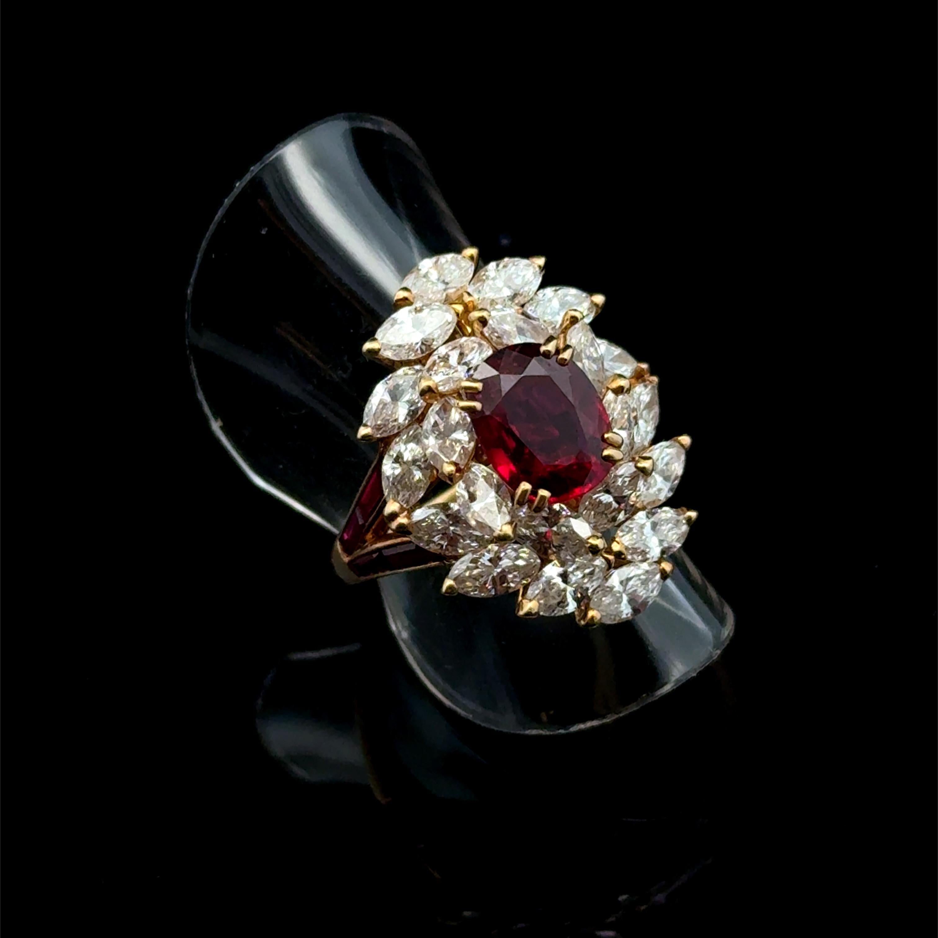 Vintage Mauboussin Paris Ruby and Diamonds Ring For Sale 5