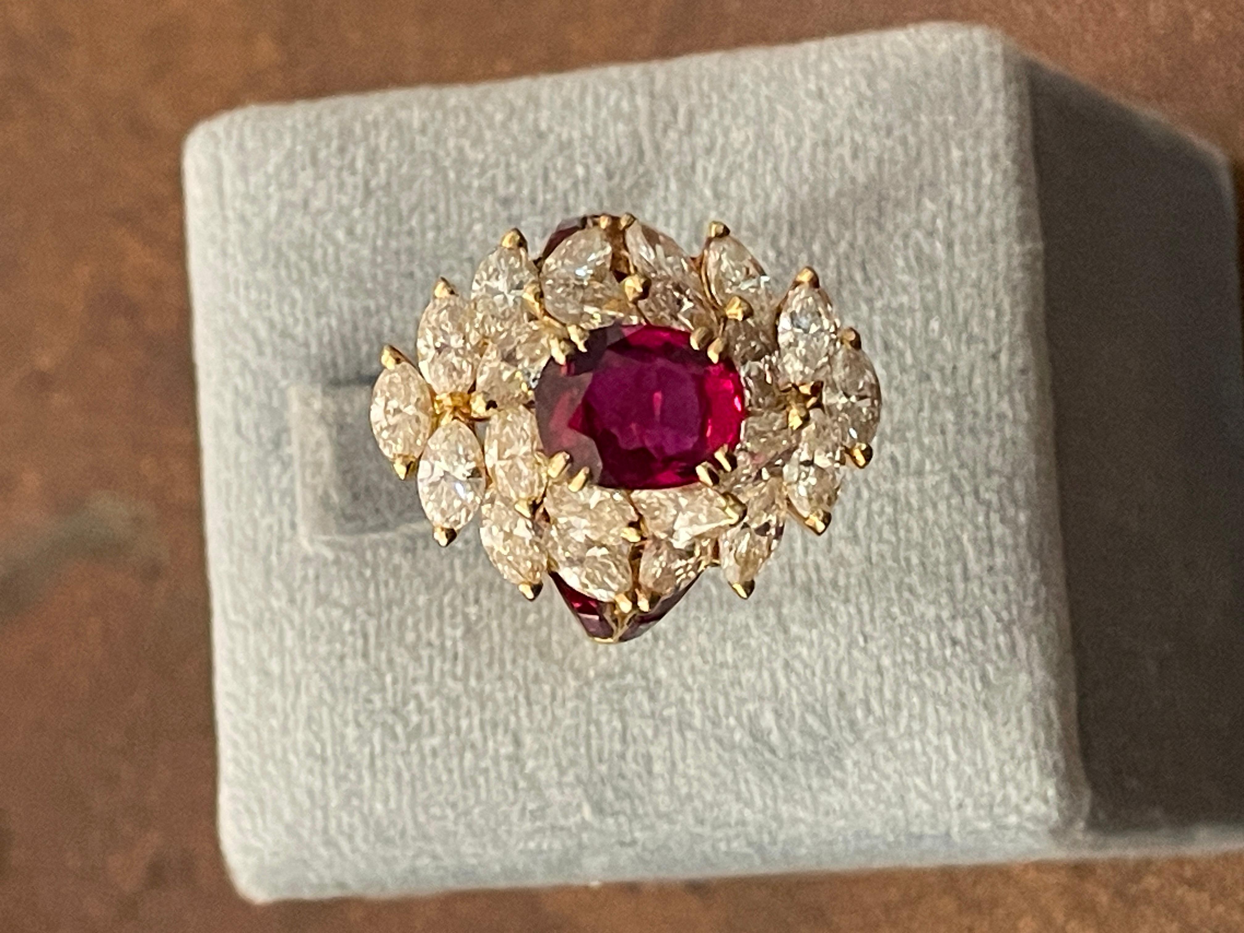 Vintage Mauboussin Paris Ruby and Diamonds Ring For Sale 2