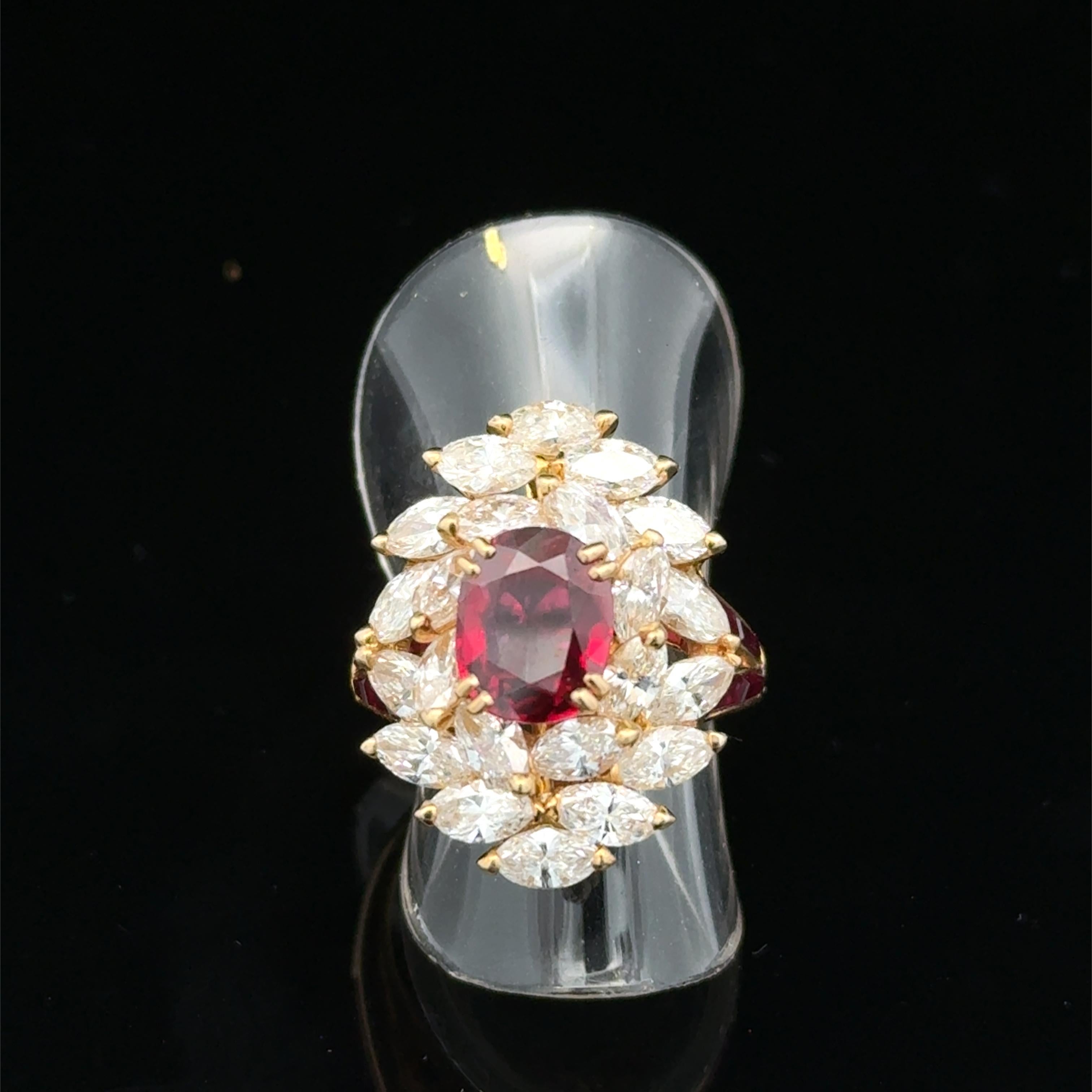 Vintage Mauboussin Paris Ruby and Diamonds Ring For Sale 4