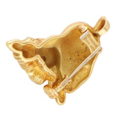 Mauboussin Broche/pendentif vintage en or jaune 18 carats avec œil de chien et saphir