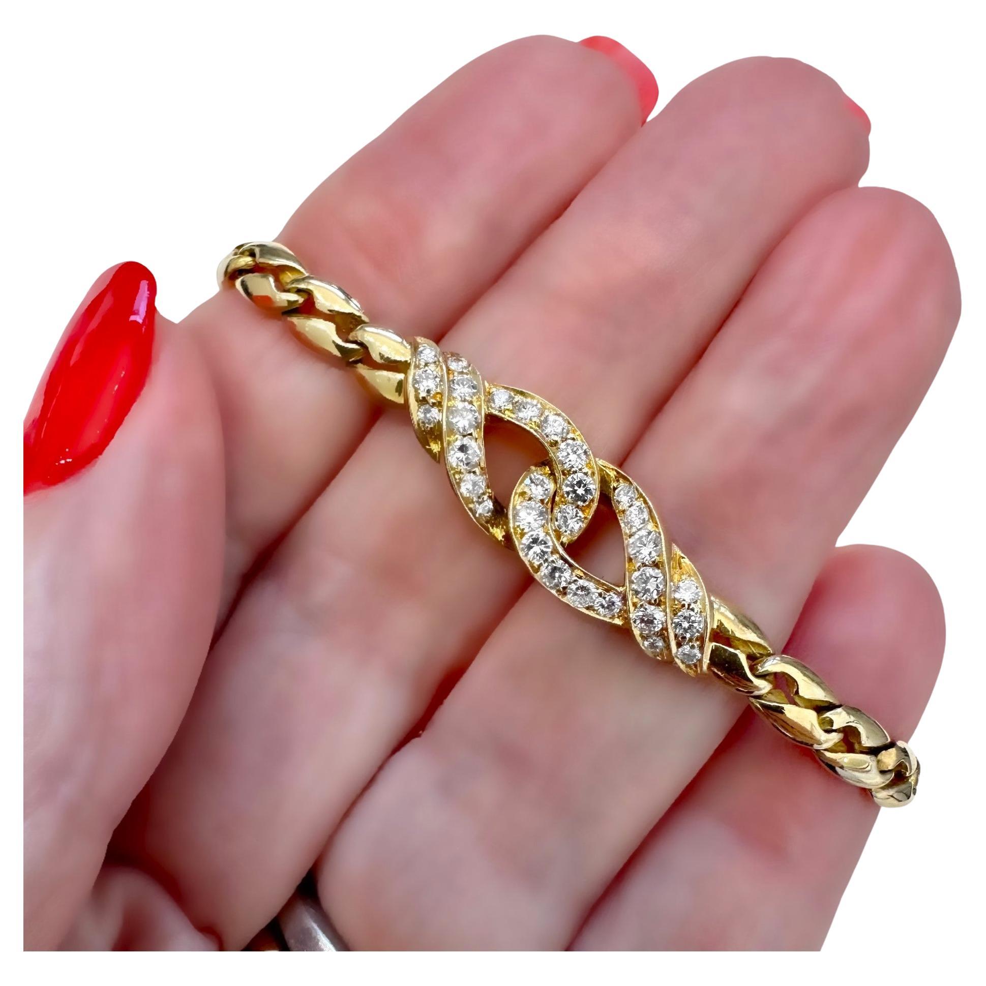 Vintage Mauboussin Yellow Gold and Diamond "Love Knot" Choker Necklace For Sale