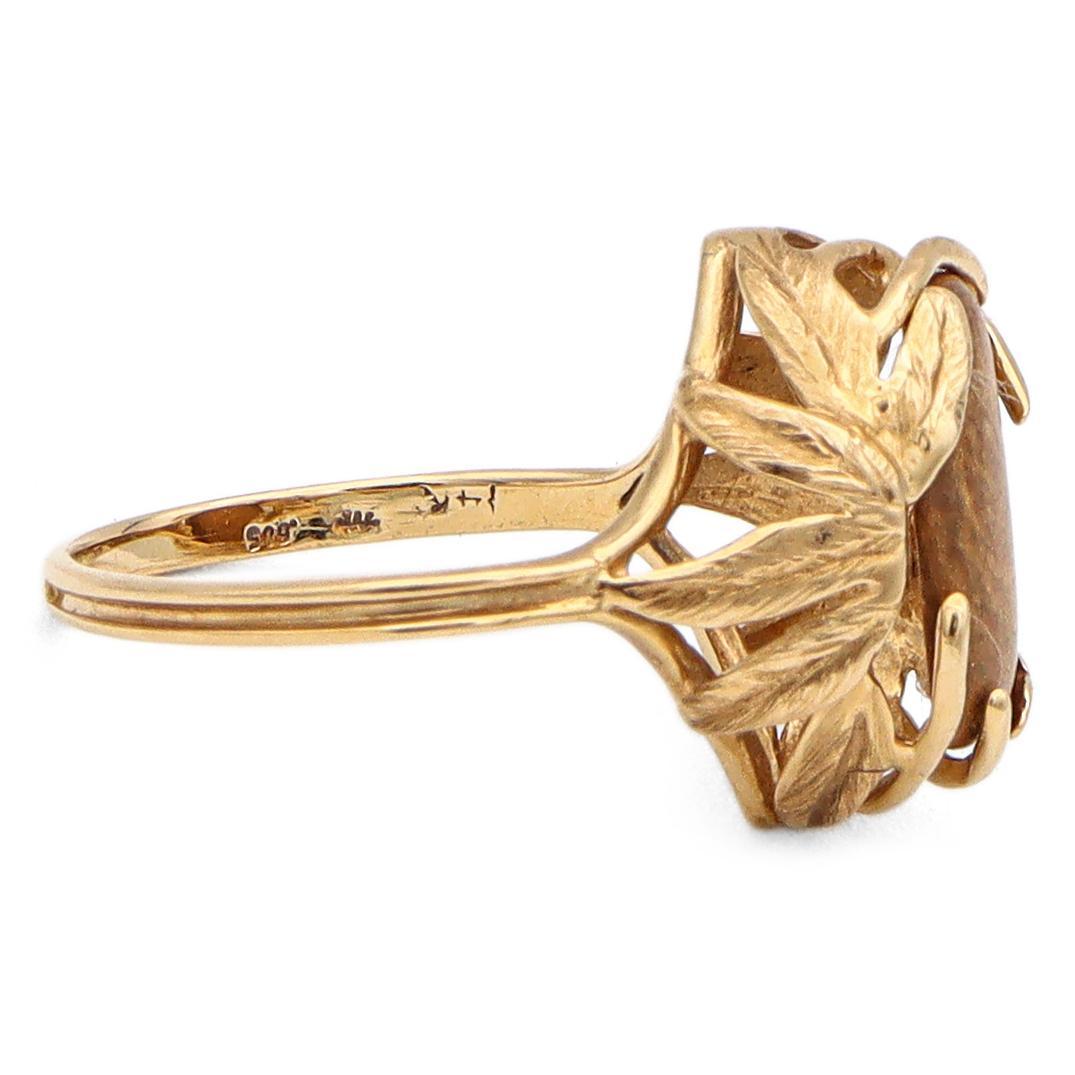 Vintage Maui Divers of Hawaii 14k Gelbgold & Gold Korallen Ring Damen im Angebot