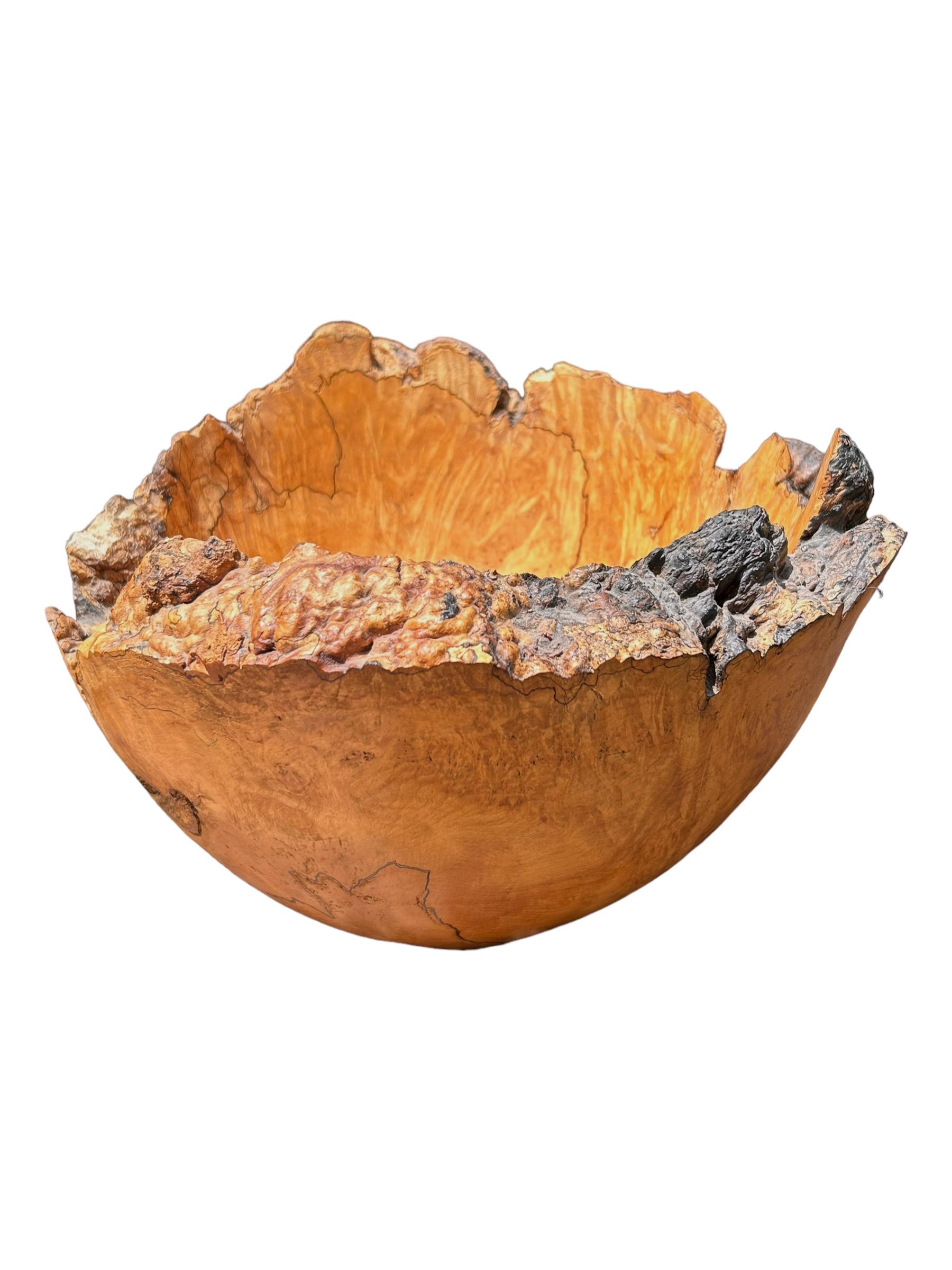 Canadian Vintage Maurice Gamblin Hand Turned Spalted Maple Burl Bowl ~ Signed For Sale