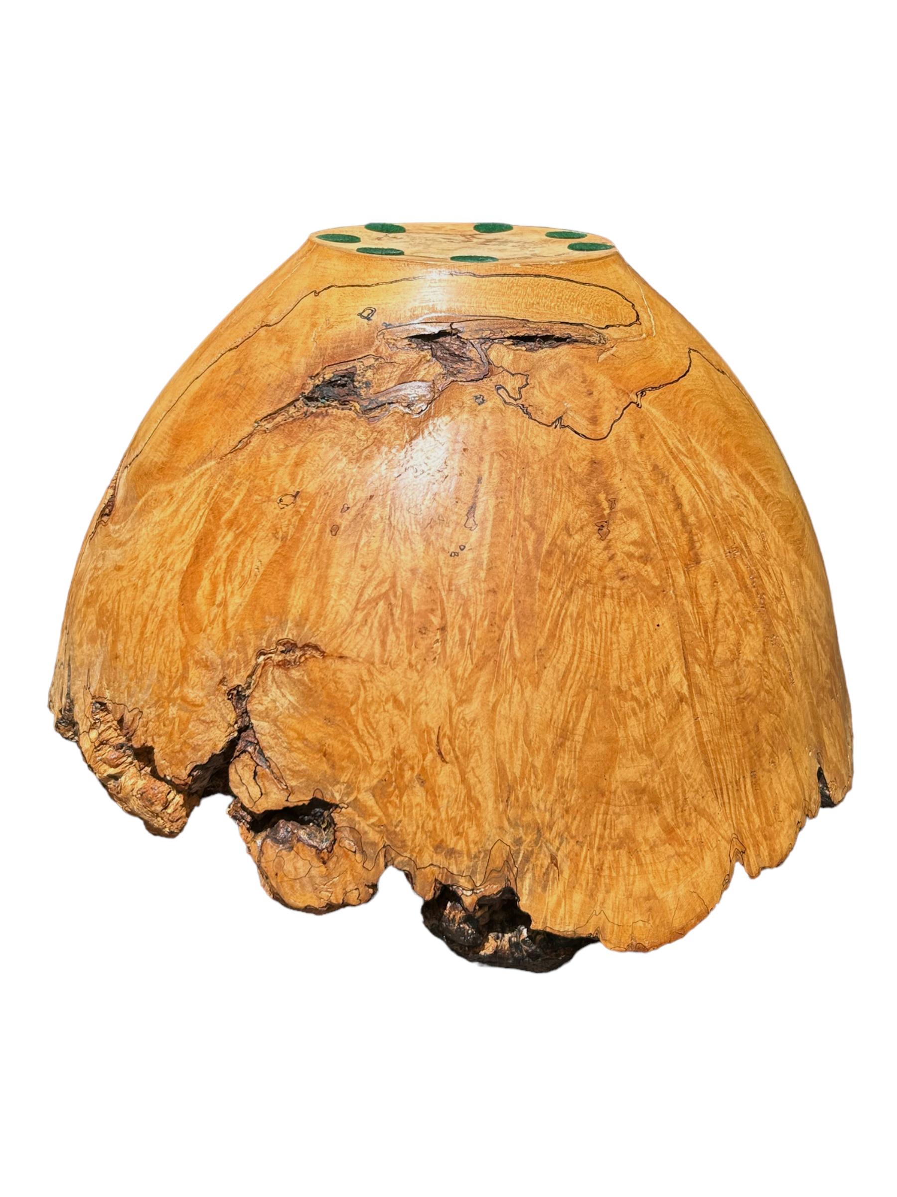 Vintage Maurice Gamblin Hand Turned Spalted Maple Burl Bowl ~ Signed In Good Condition For Sale In Naples, FL