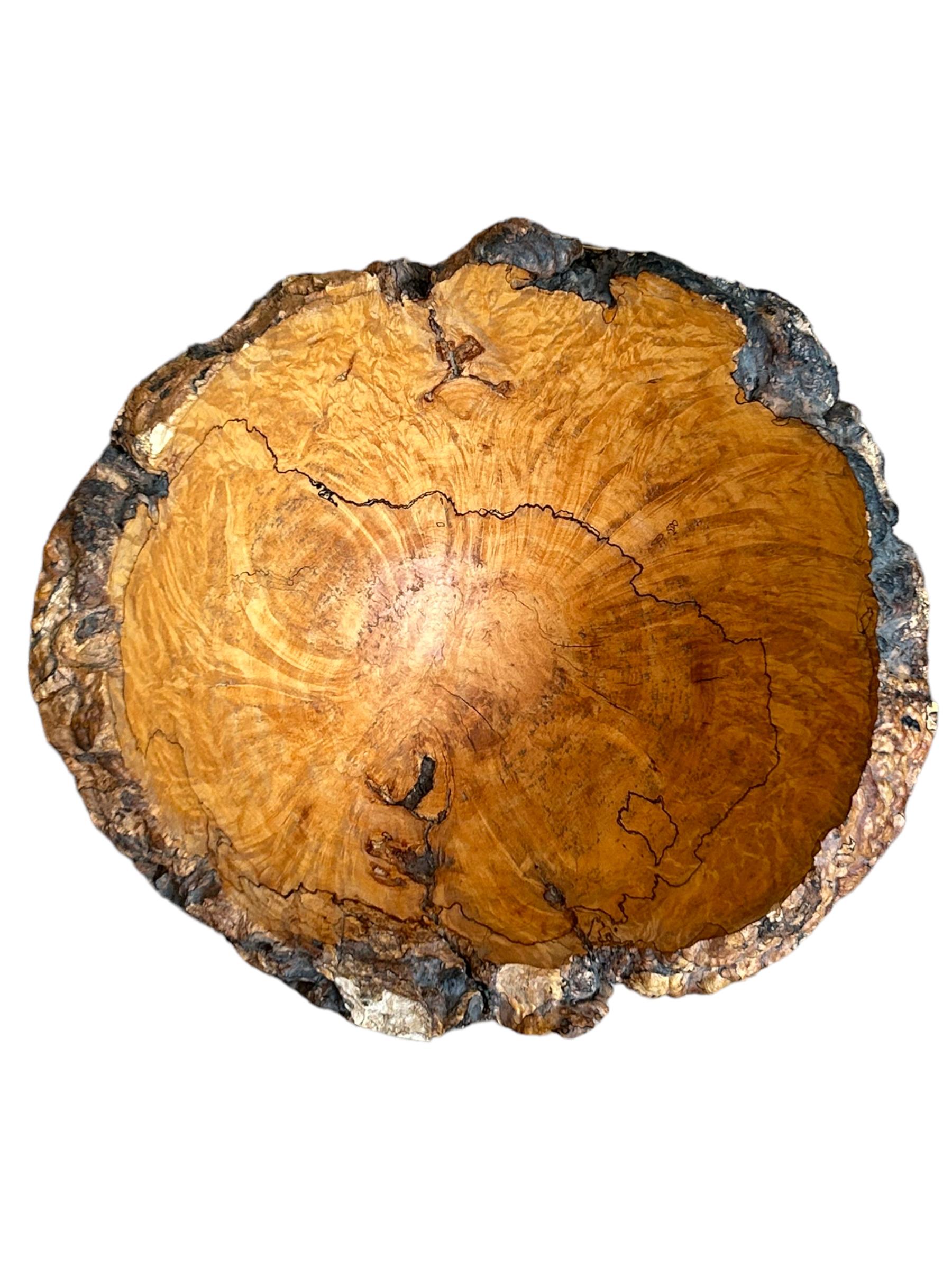 Contemporary Vintage Maurice Gamblin Hand Turned Spalted Maple Burl Bowl ~ Signed For Sale