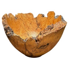 Vintage Maurice Gamblin Hand Turned Spalted Maple Burl Bowl ~ Signed