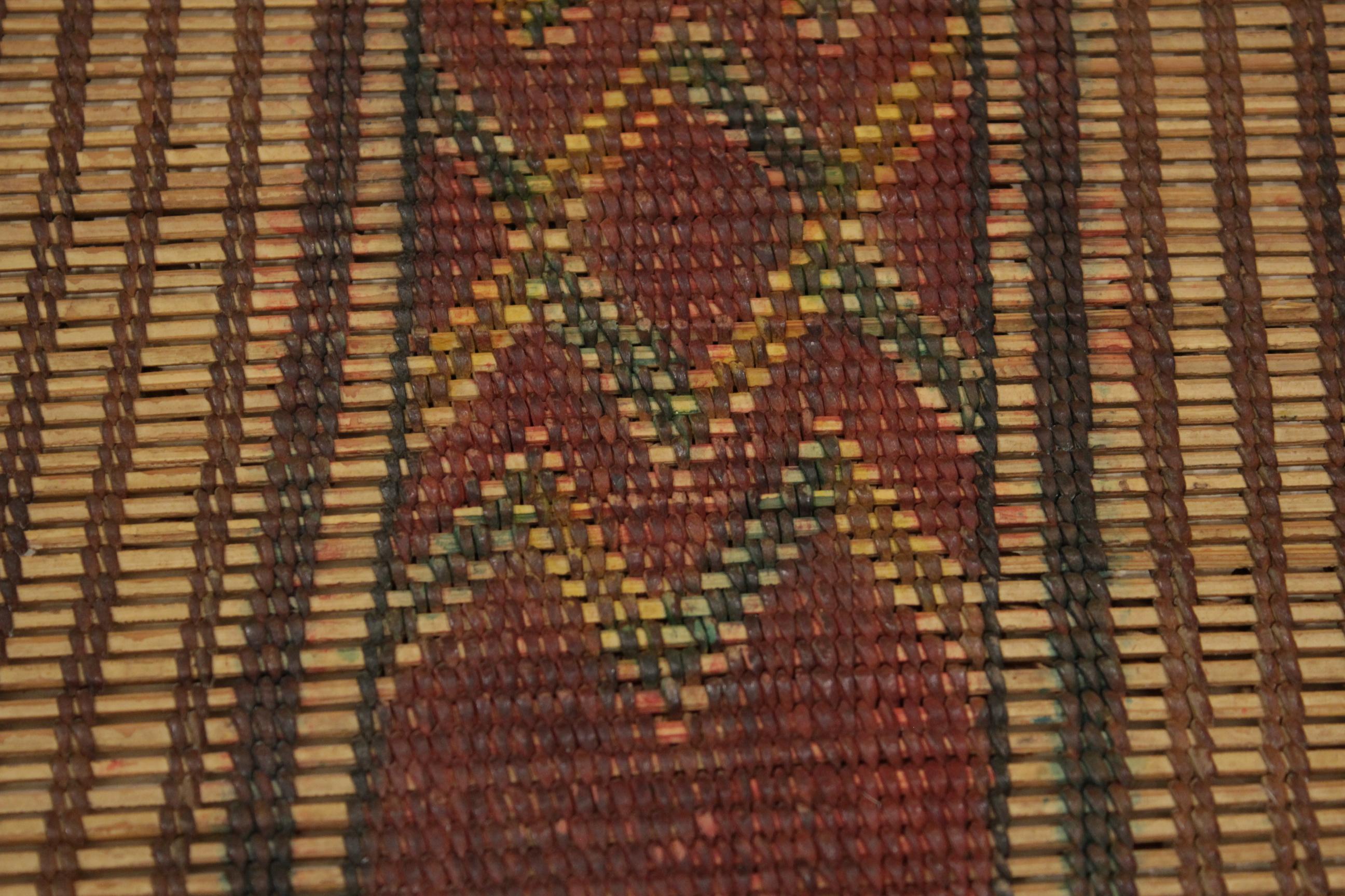 Tribal Grand tapis vintage Mauritanien Sahara Tuareg en cuir et roseau  en vente