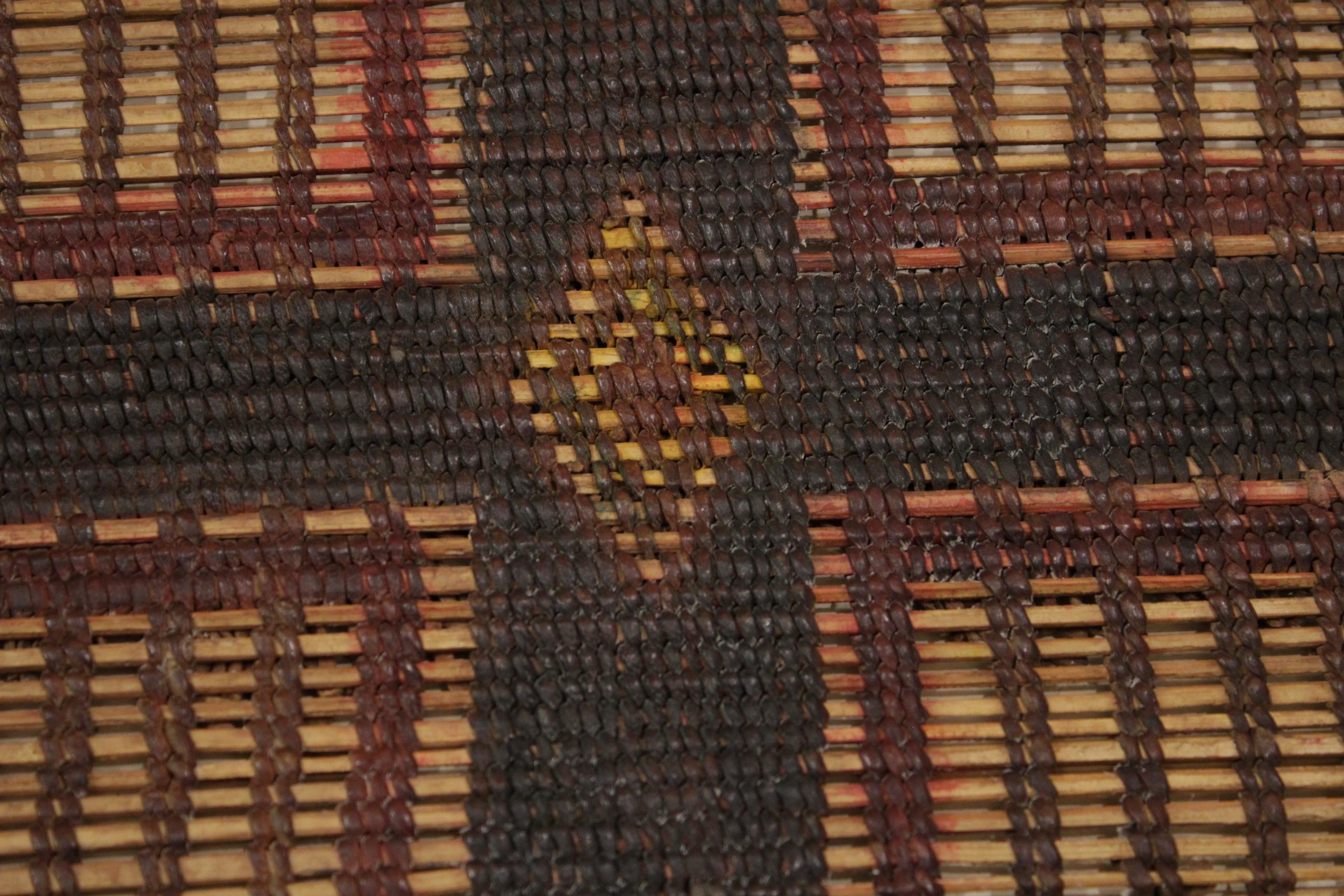 Hand-Woven Vintage Mauritanian Sahara Tuareg Leather and Reed Large Rug  For Sale