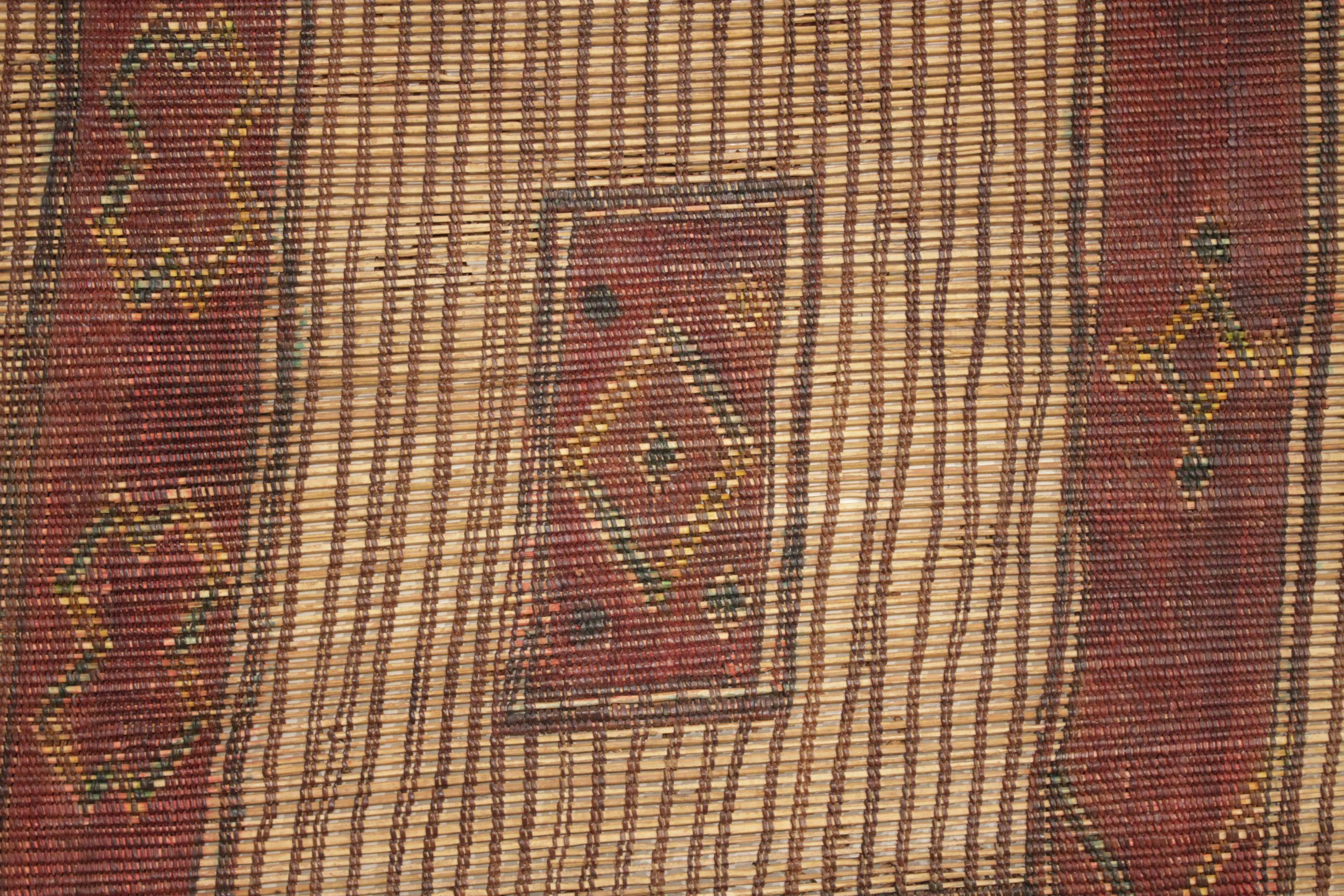 Mid-20th Century Vintage Mauritanian Sahara Tuareg Leather and Reed Large Rug  For Sale