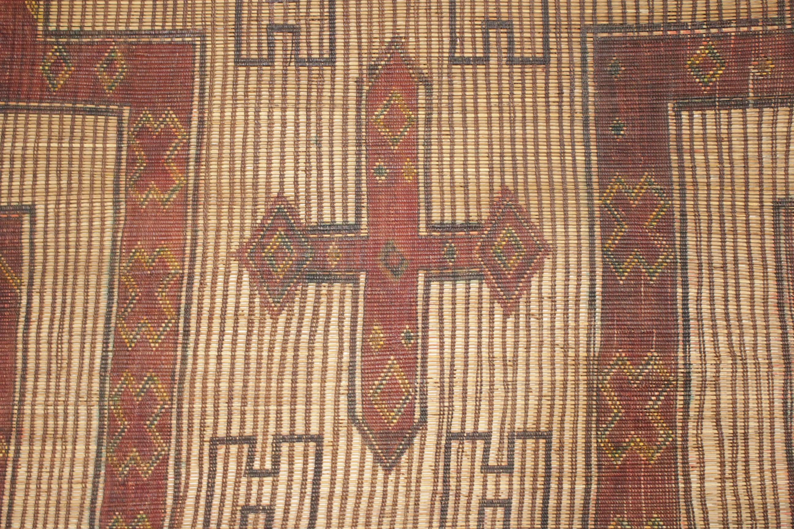 Großer Vintage-Teppich aus Mauritanian Sahara Tuareg Leder und Schilf  (Mitte des 20. Jahrhunderts) im Angebot