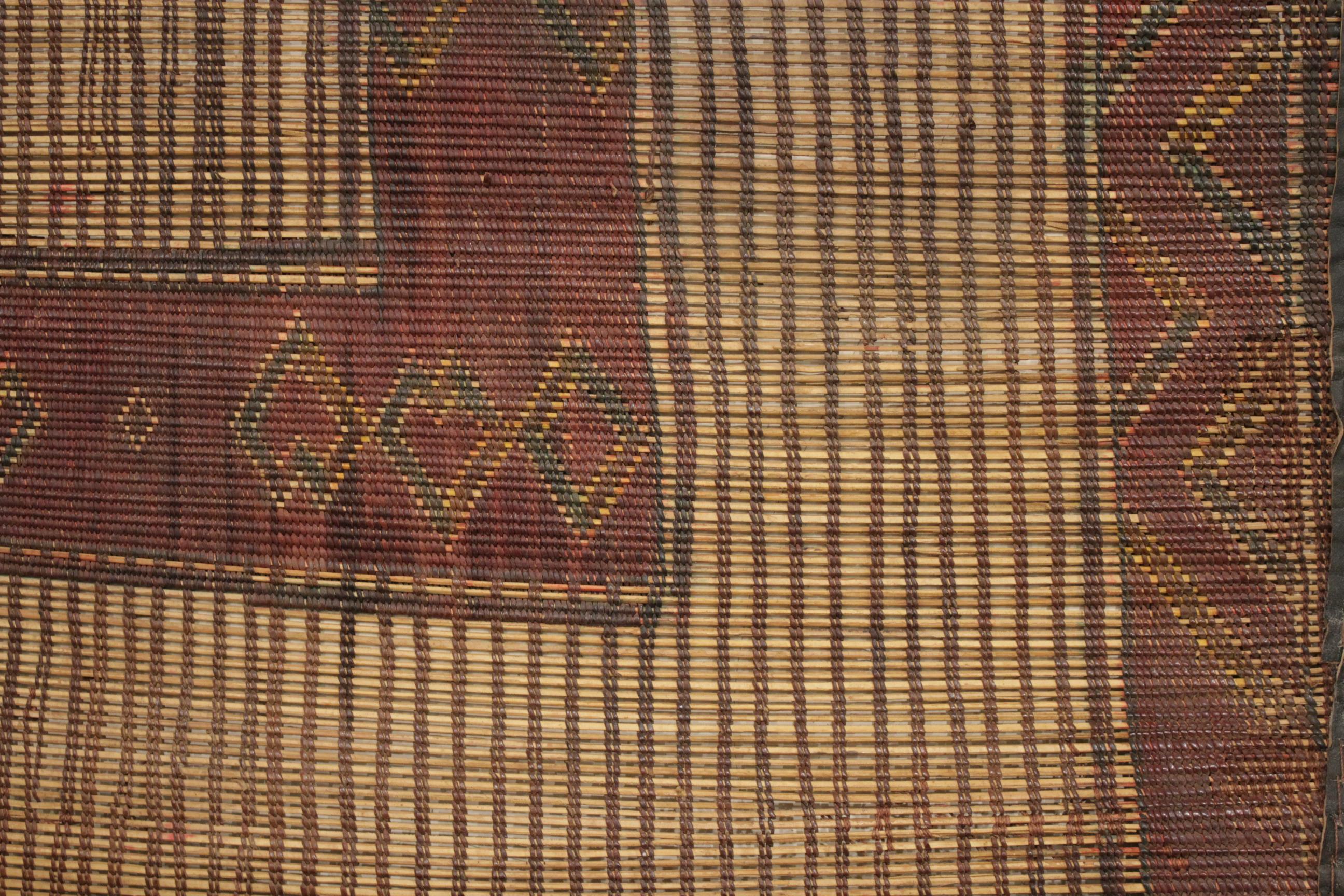 Vintage Mauritanian Sahara Tuareg Leather and Reed Large Rug  For Sale 2