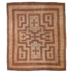 Grand tapis vintage Mauritanien Sahara Tuareg en cuir et roseau