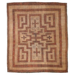 Grand tapis vintage Mauritanien Sahara Tuareg en cuir et roseau 