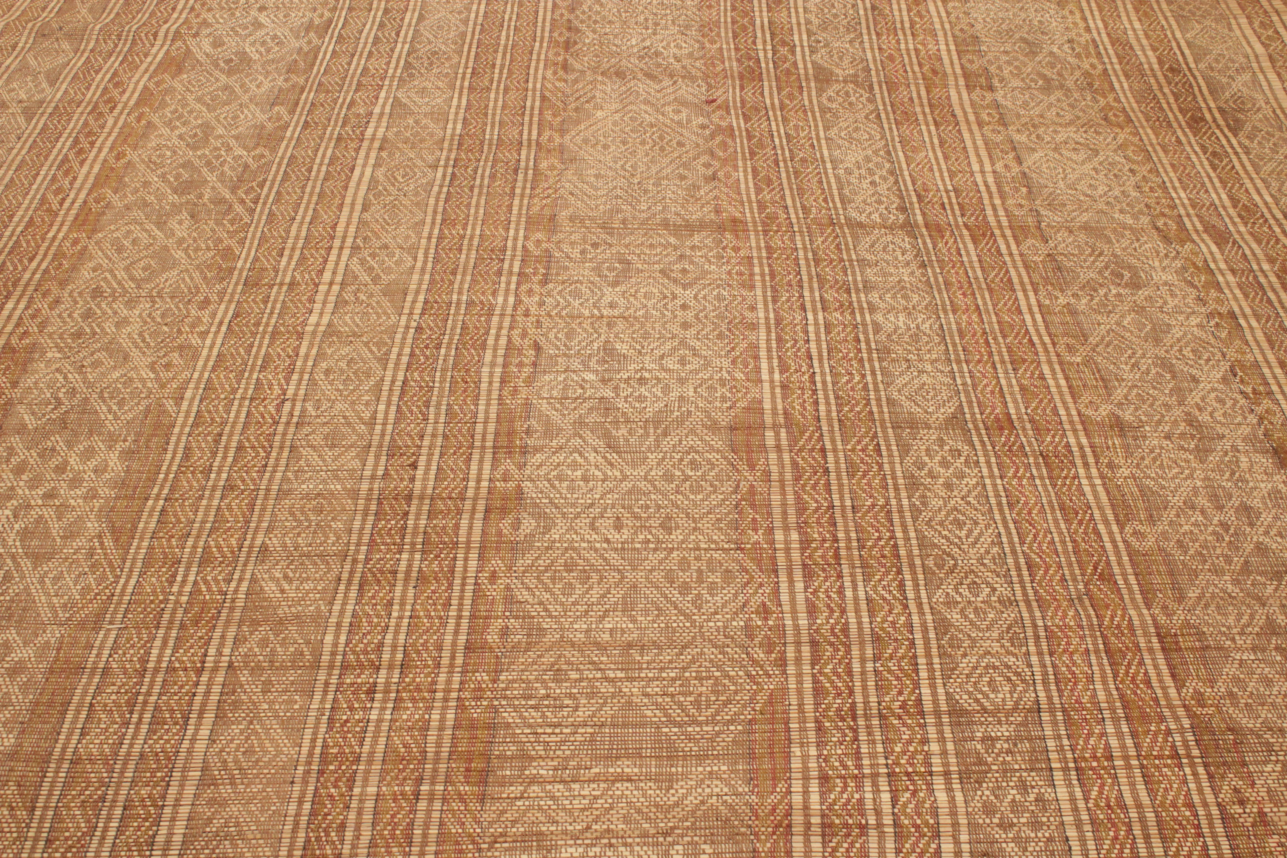 20th Century Vintage Mauritanian Saharan Tuareg Reed Rug with Embroidered Leather For Sale