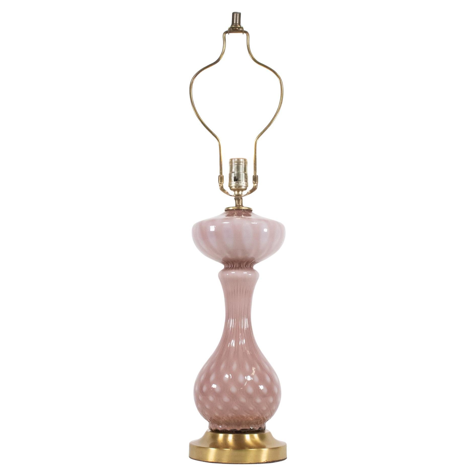 Lampe de table Murano mauve attribuée à Barovier & Toso en vente