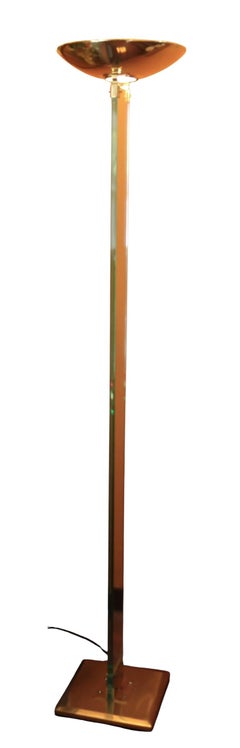 Vintage Max Baguara Italian Style Brass & Glass Halogen Dimmer Floor Lamp