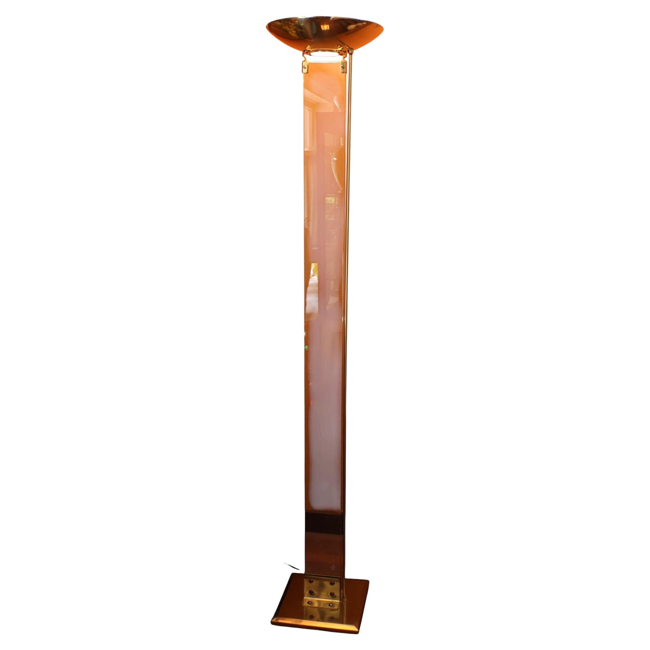 Vintage Max Baguara Lámpara de pie halógena regulable de latón y cristal de estilo italiano en venta
