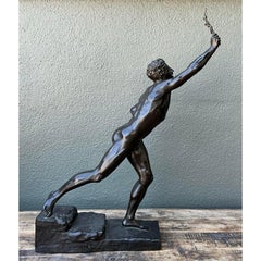 Vintage Max Kruse “Messenger of Victory” Bronze Sculpture of Man