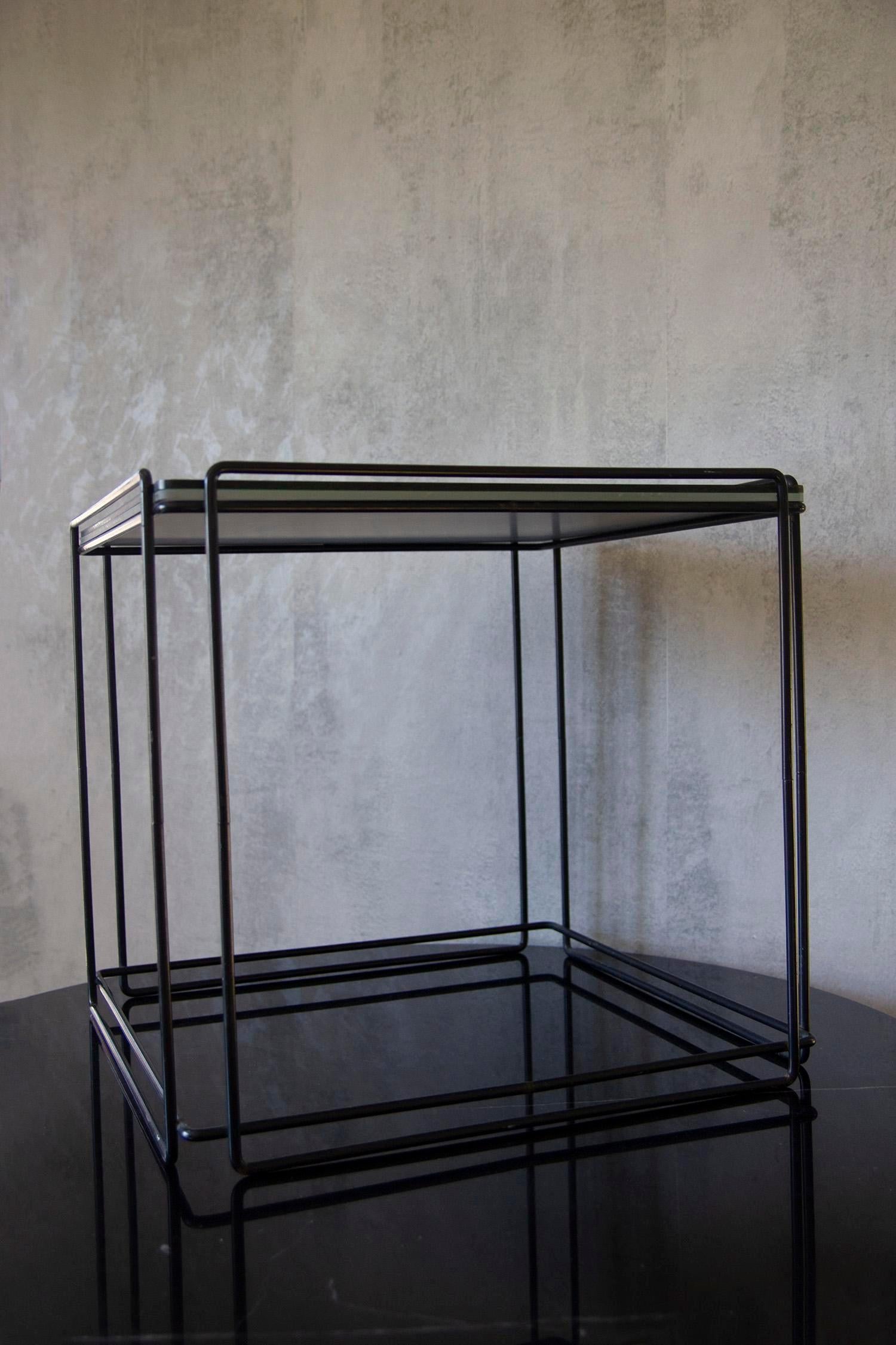 Vintage Max Sauze Architectural Metal Side Table In Good Condition For Sale In Los Angeles, CA