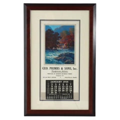 Vintage Maxfield Parrish Advertising Calendar “Misty Morning”, Framed, c1956