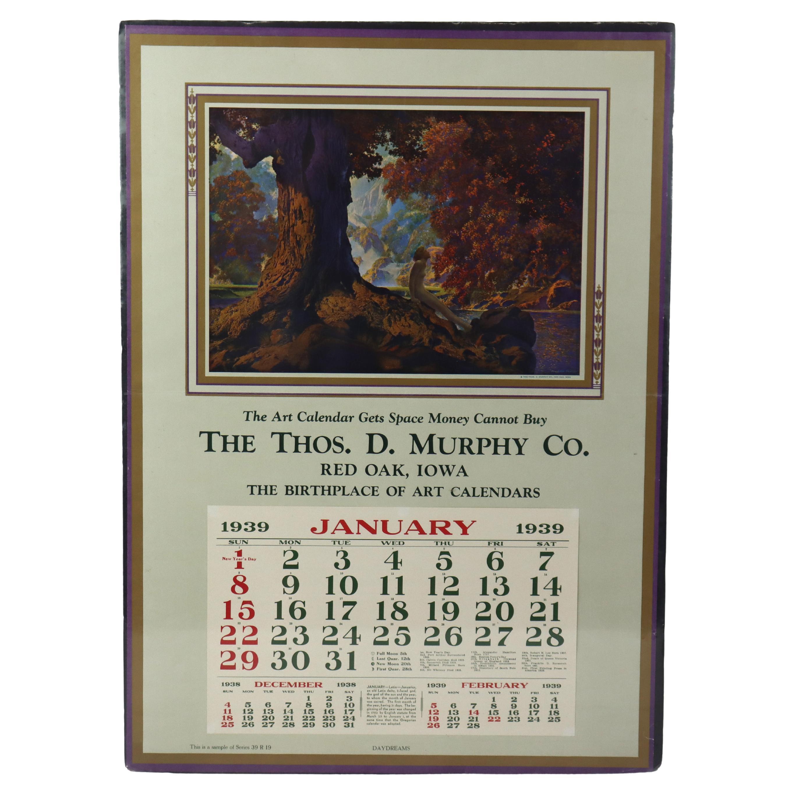 Vintage Maxfield Parrish Salesman Probe Kalender "Daydreams" C1939