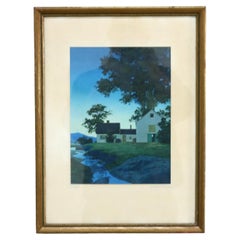 Vintage Maxfield Parrish “Twilight” Landscape Print, Framed, C1945