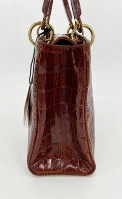 Vintage Maxima for Titti Dell'Acqua Cognac Tan Alligator Top Handle Bag