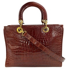 Vintage Maxima for Titti Dell'Acqua Cognac Tan Alligator Top Handle Bag