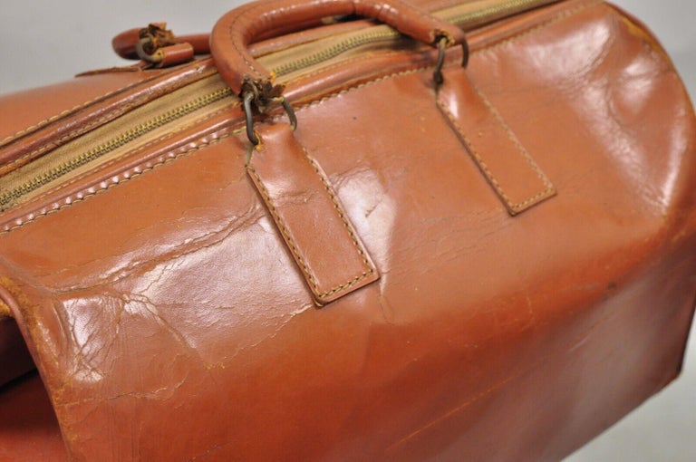 Vintage Maximillion Brown Leather Doctors Medical Bag Carry on Luggage For Sale at 1stDibs