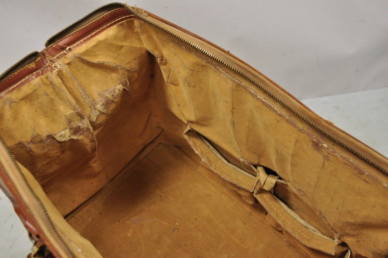 Vintage Maximillion Brown Leather Doctors Medical Bag Carry on Luggage For Sale at 1stDibs