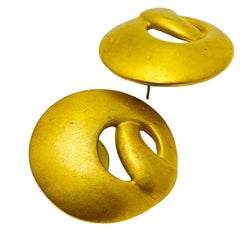 Vintage MAXINE DENKER matte gold tone modernist designer earrings