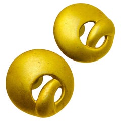 Vintage MAXINE DENKER boucles d'oreilles modernistes en ton or mat