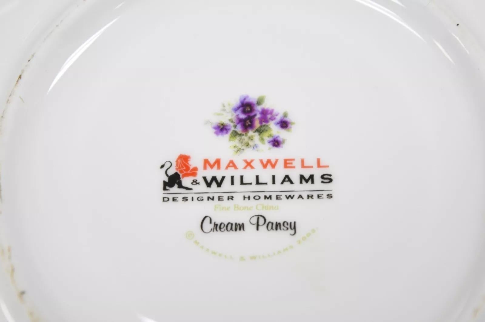 Vintage Maxwell & Williams “Cream Pansy” Tea Set w/ Teapot, Teacup, & Saucer For Sale 3