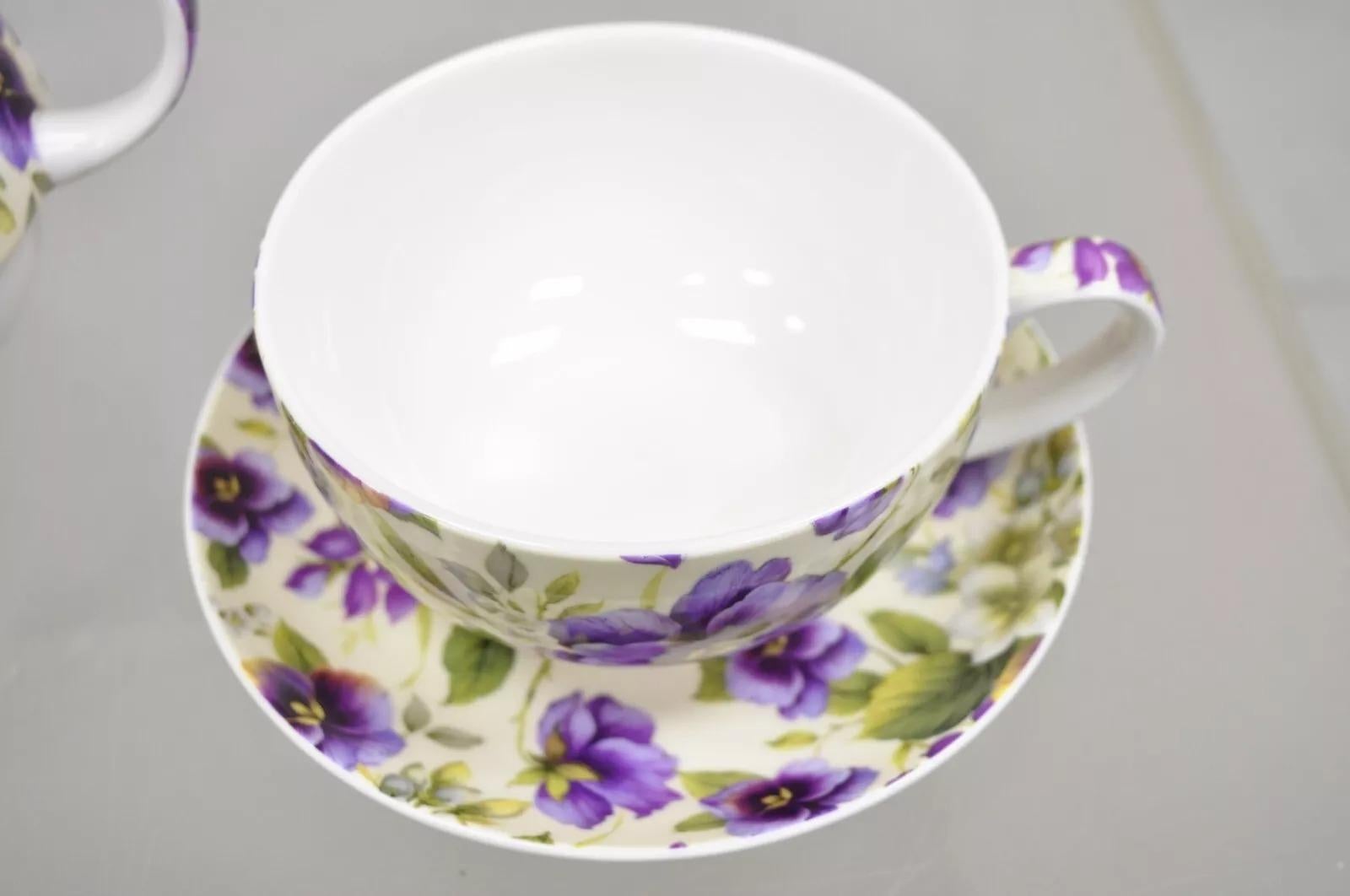 Unknown Vintage Maxwell & Williams “Cream Pansy” Tea Set w/ Teapot, Teacup, & Saucer For Sale