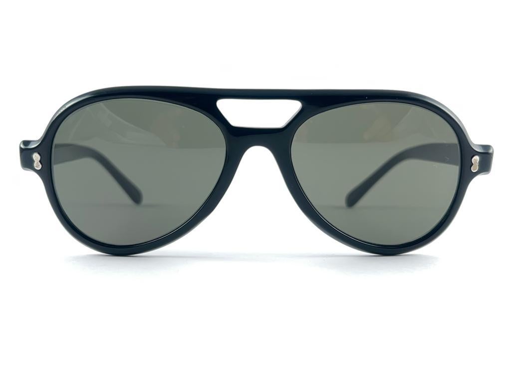 Occhiali da sole vintage May Black Pilot con montatura solida Made In Usa 1970's in vendita 7