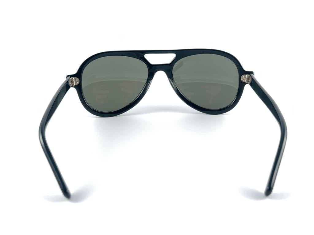Occhiali da sole vintage May Black Pilot con montatura solida Made In Usa 1970's in vendita 4